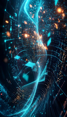 Abstract digital data flow, swirling energy, futuristic technology, background.  Use tech website, presentation