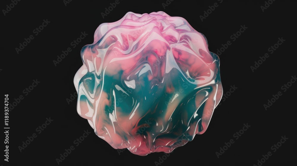 Poster Abstract 3D render of a glossy, amorphous blob with swirling pink and teal colors.