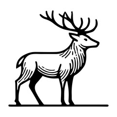 Simple Vector Icon of a Red Deer – Logo Design Illustration