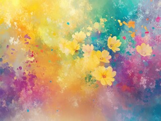 abstract floral art background with yellow flowers