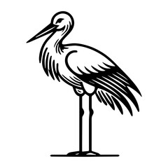 Obraz premium Simple Vector Icon of a White Stork – Logo Design Illustration