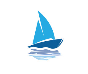 Creative Boat on sea logo vector symbol design