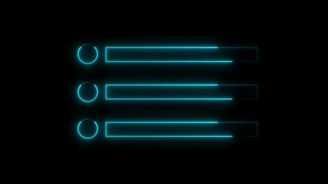 Glowing neon animated of menu Icon. Neon menu button icon , Glowing neon line animation.