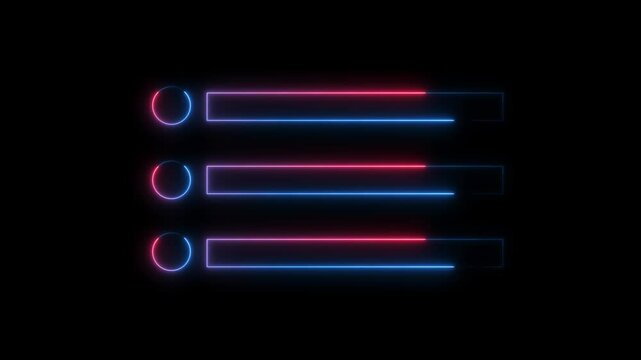 Glowing neon animated of menu Icon. Neon menu button icon , Glowing neon line animation.