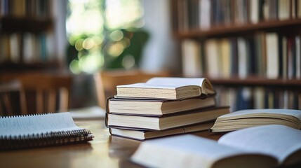 Cozy Workspace with Books and Stationery on White Table