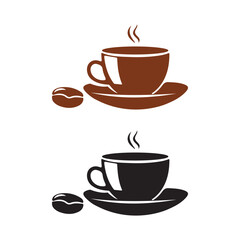 Coffee cup silhouettes with white background and color vector, Original Vectors of Coffee Cups Logo Art Symbol Design Icons Illustration