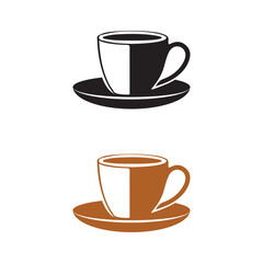 Coffee cup silhouettes with white background and color vector, Original Vectors of Coffee Cups Logo Art Symbol Design Icons Illustration