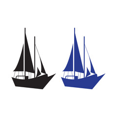 Sea ship silhouettes with white background with color versions, Cruise Ship Vector Silhouette Design