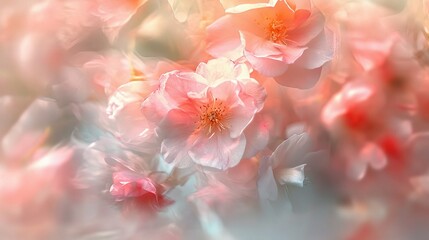 Softly Blurred Flowers with Warm Light Reflecting in the Background