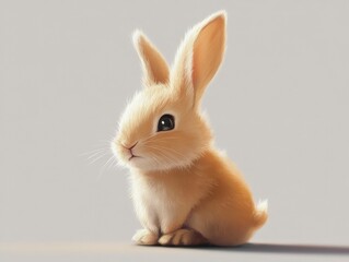 Obraz premium a light brown rabbit sits on a plain background
