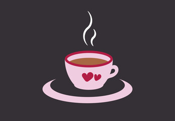 A cup of hot coffee illustration, vector, isolated. Hot drinks icon.