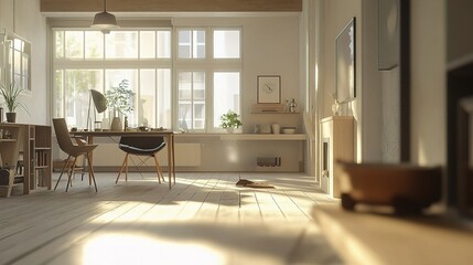 Contemporary Scandinavian home interior design background generated by AI, copy space, High quality, + --ar 16:9 --v 6.1 Job ID: 9ac01f6d-9b4b-4124-b112-5a925cb6d87f