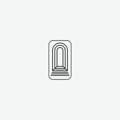 Antique arch logo, Historic Niche door icon vector in vintage minimal style design