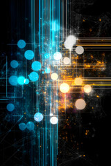 Fototapeta premium Abstract network connection glowing nodes and lines digital data flow. Technology background for website design