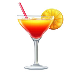 A Refreshing Tequila Sunrise Cocktail in a Martini Glass