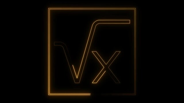 Glowing Neon Line Icon Square Root of X Glyph yellow color on transparent background, Perfect for Representing Mathematics and Algebra Concepts