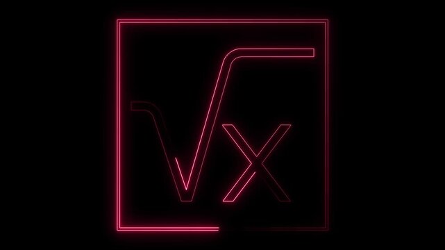 Glowing Neon Line Icon Square Root of X Glyph red color on transparent background, Perfect for Representing Mathematics and Algebra Concepts