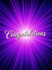 General Congratulations Card Wish - Vibrant purple and pink light burst creates a dynamic, joyful celebration with radiant beams of glowing energy.