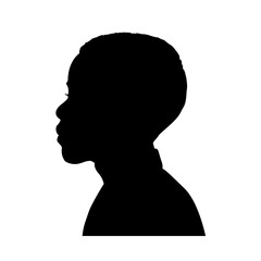 Silhouette of a black boy's face, side view, isolated - vector illustration