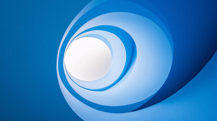 blue abstract spiral pattern forming a circular tunnel with gradient tones creating a futuristic and dynamic visual composition  
