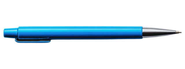 Vibrant blue capped pen resting on a simple backdrop, showcasing its sleek design and vivid color.