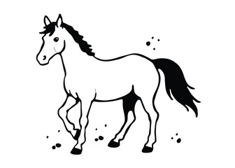 horse illustration line art vector white background
