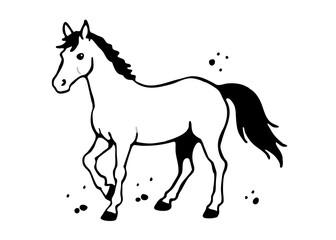 horse illustration line art white background