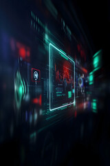 Fototapeta premium Data analysis screen, futuristic interface, digital information flow, glowing elements, technology background, for tech presentations