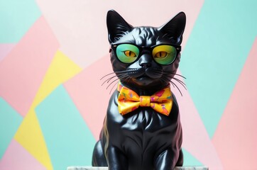 Fantasy vintage miniature funny homorous marble statue sculpture animal portrait illustration with pastel color background, nature theme texture design.
