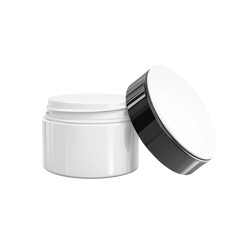 Elegant White Cosmetic Jar with Black Lid Product Mockup for Creams, Lotions, or Skincare
