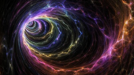 Vibrant Swirling Colors in a Cosmic Space Landscape with Stars and Galaxies