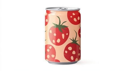 close up of a can with a strawberry pattern