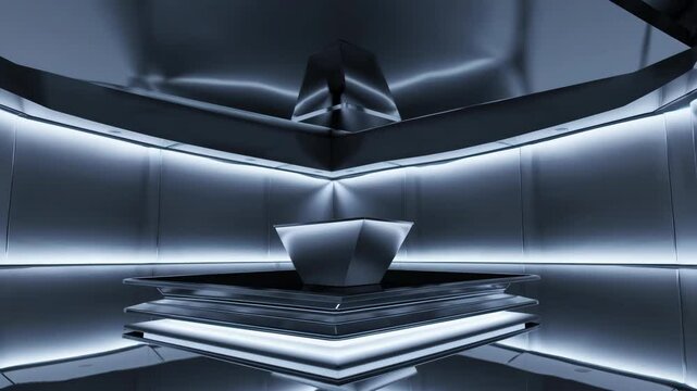 futuristic background with a hexagonal podium, creating a modern and sleek