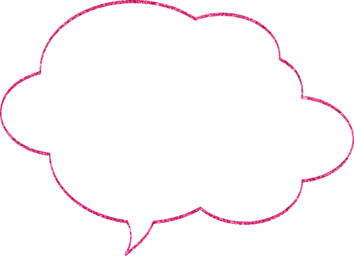 The speech bubble is pink.