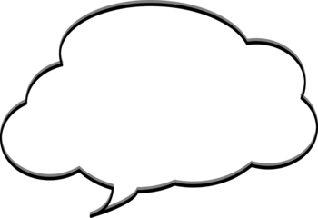 Speech bubble, round and simple.