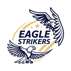 Obraz premium Eagle Strikers logo vector design features a sleek and bold emblem perfect for sports teams and business branding. A modern and dynamic graphic ideal for any professional purpose.