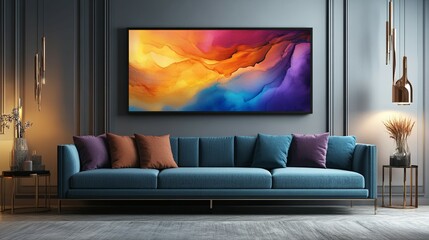 Modern living room interior with sofa and contemporary furniture design