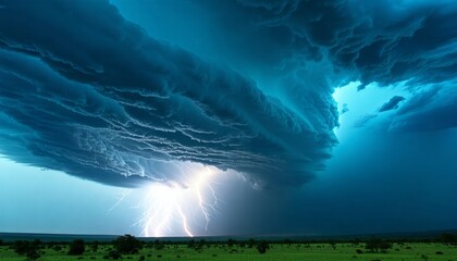 A thunderstorm unfolding in the sky