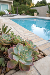 Echeveria Succulents Near a Pool, Adding a Modern and Minimalist Touch