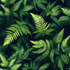 A seamless pattern with realistic fern leaf background