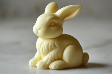 Easter bunny made of marzipan paste for festive holiday table decorations with copy space