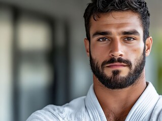 Obraz premium A man with a beard wearing a white robe