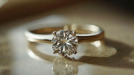 Solitaire Diamond Ring: Elegant Gold Setting, Sparkling Gemstone