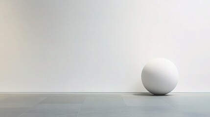 Pristine White Wall with Modern Sphere in Contemporary Office Space