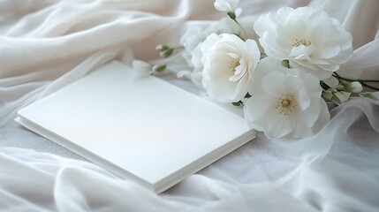 White Paper Flowers with an Elegant Mood Representing Simplicity against Light Blue Background
