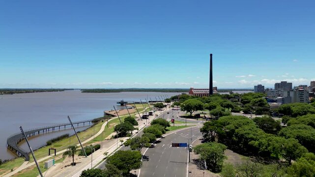 Aerial view of the old gasometer building in Porto Alegre