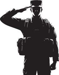 Saluting Army Soldier Silhouette Vector

