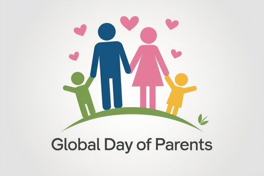 A family of four, parents and two children, celebrating Global Day of Parents.
