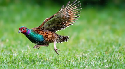 Obraz premium Energetic Red-Legged Partridge Running Through Fields