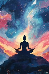 Fototapeta premium A person is doing medication with tranquil peaceful settings.